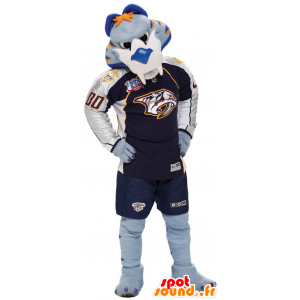 Tiger Mascot azul, branco e laranja no sportswear - MASFR22351 - Tiger Mascotes