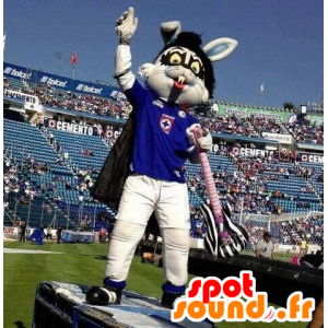 Gray rabbit mascot, gothic, with a cape - MASFR22357 - Rabbit mascot