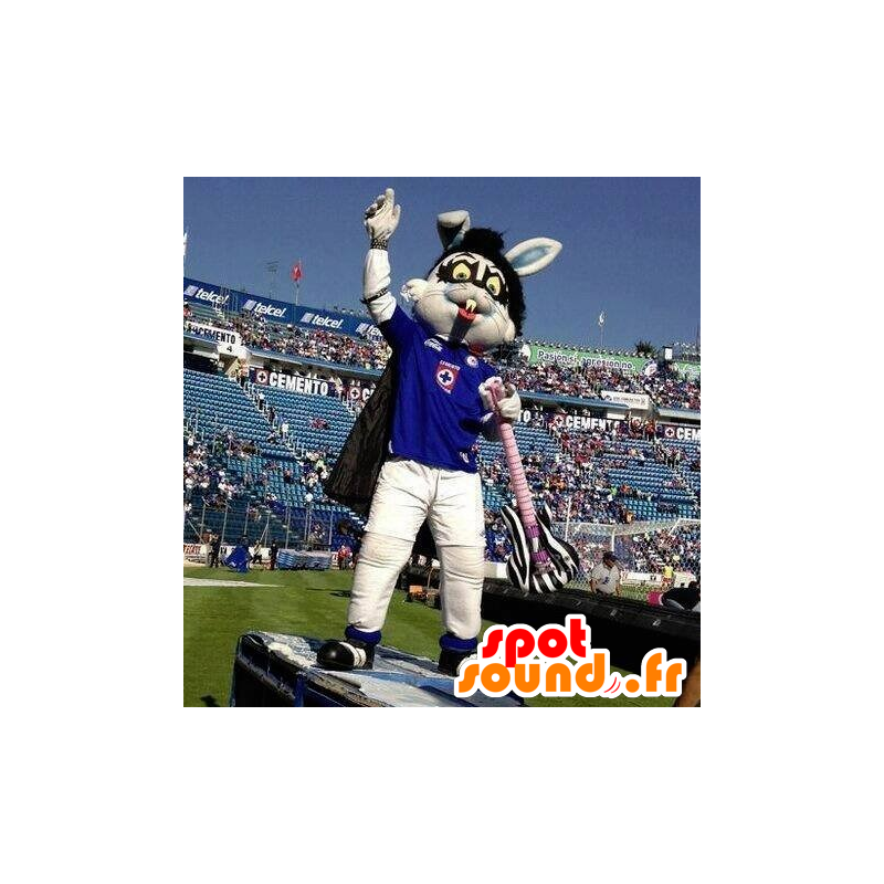 Gray rabbit mascot, gothic, with a cape - MASFR22357 - Rabbit mascot Gray rabbit mascot, gothic, with a cape - MASFR22357 - Rabbit mascot