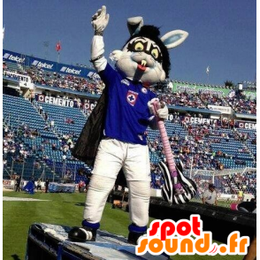 Gray rabbit mascot, gothic, with a cape - MASFR22357 - Rabbit mascot