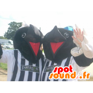 2 mascottes de taupes, d'ours noir, en tenue de sport - MASFR22364 - Mascotte d'ours