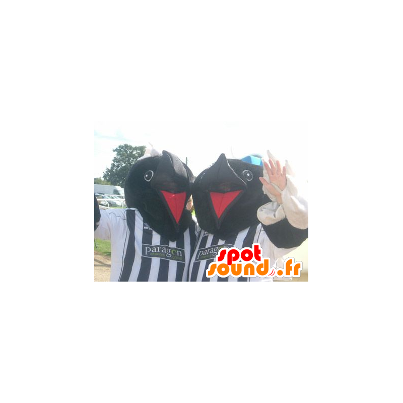 2 mascotas lunares, oso negro, en ropa deportiva - MASFR22364 - Oso mascota