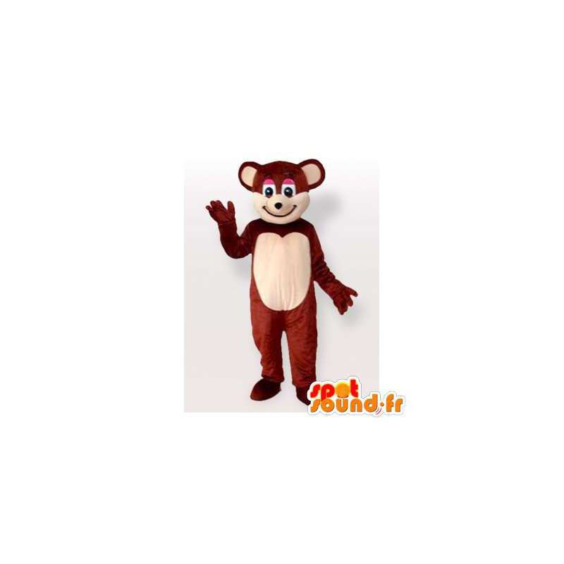 Mascotte de souris marron et blanche. Costume de souris - MASFR006500 - Mascotte de souris