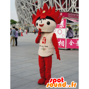 Mascotte schwarzer Mann, Weiß und Rot, die Olympischen Spiele 2012 - MASFR22373 - Maskottchen nicht klassifizierte