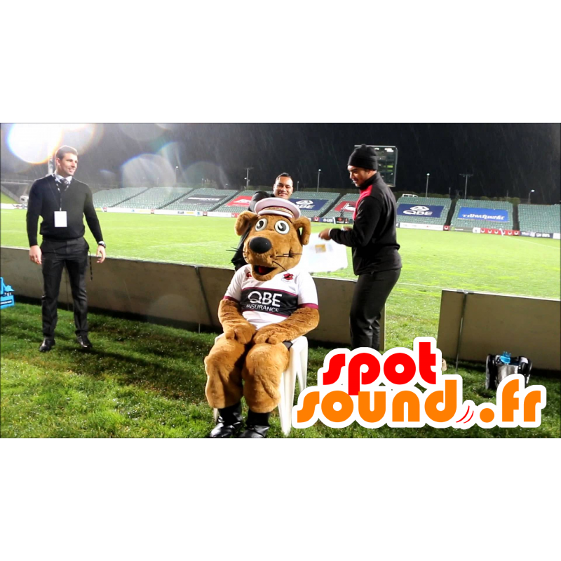 Brown Hund Maskottchen in der Sportkleidung - MASFR22390 - Hund-Maskottchen Brown Hund Maskottchen in der Sportkleidung - MASFR22390 - Hund-Maskottchen