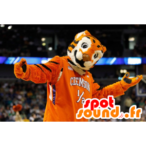 Tiger mascot tricolor, orange, black and white - MASFR22392 - Tiger mascots
