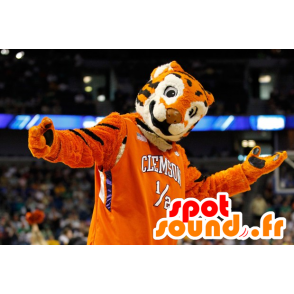 Tijger mascotte driekleur, oranje, zwart en wit - MASFR22392 - Tiger Mascottes