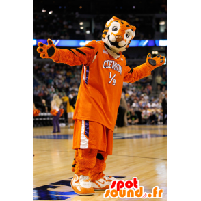 Tijger mascotte driekleur, oranje, zwart en wit - MASFR22392 - Tiger Mascottes