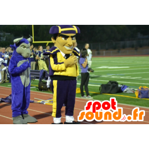 Mascot bullfighter, bullfighter dressed yellow and blue - MASFR22395 - Animal mascots