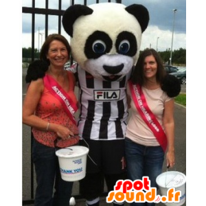 Maskotti musta ja valkoinen panda urheiluvaatteet - MASFR22396 - maskotti pandoja