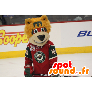 Orange bear mascot in sports outfit - MASFR22398 - Bear mascot