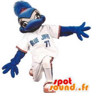 Blå fågelmaskot, blå jay i sportkläder - Spotsound maskot