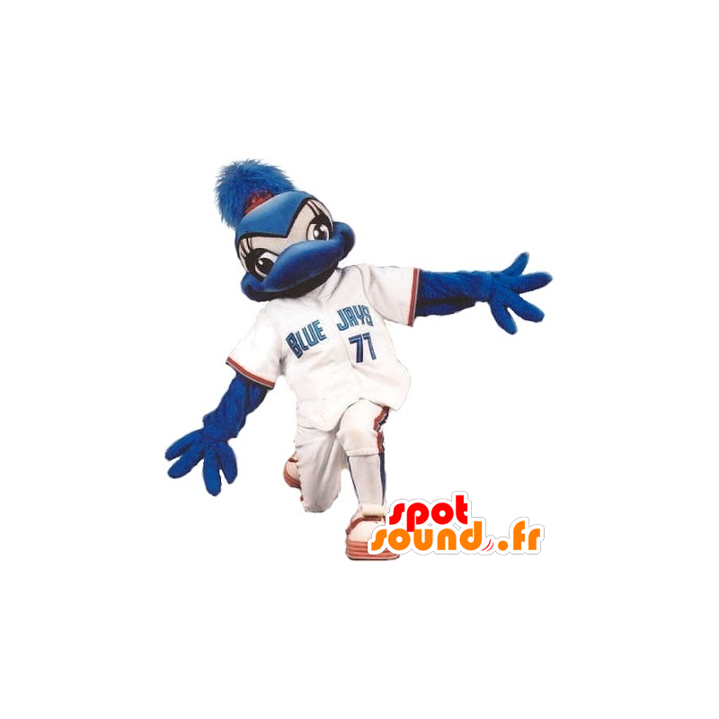 Mascotte d'oiseau bleu, de geai bleu en tenue de sport - MASFR22403 - Mascotte d'oiseaux