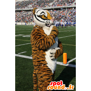 Mascot bruin tijger, wit en zwart, zeer realistisch - MASFR22407 - Tiger Mascottes