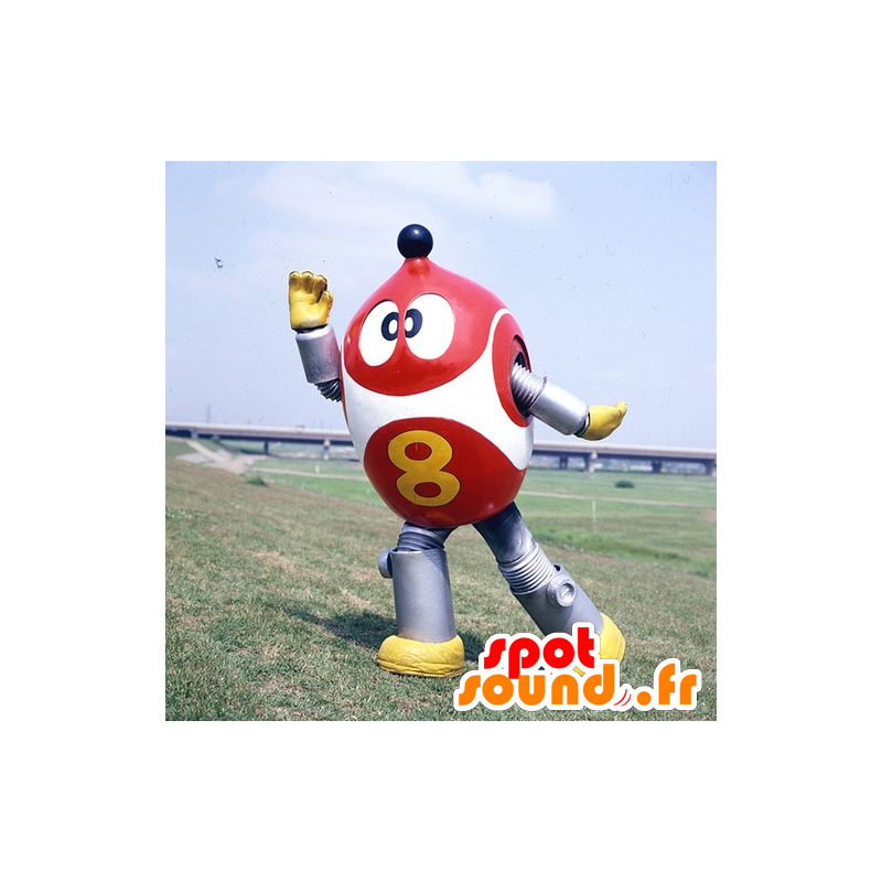 Robot mascot, red, white and metallic gray - MASFR22411 - Mascots of Robots