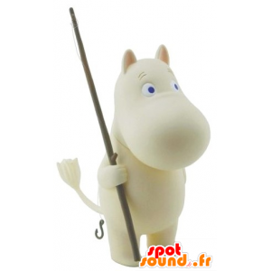 Mascotte d'hippopotame blanc aux yeux bleus - MASFR22416 - Mascottes Hippopotame