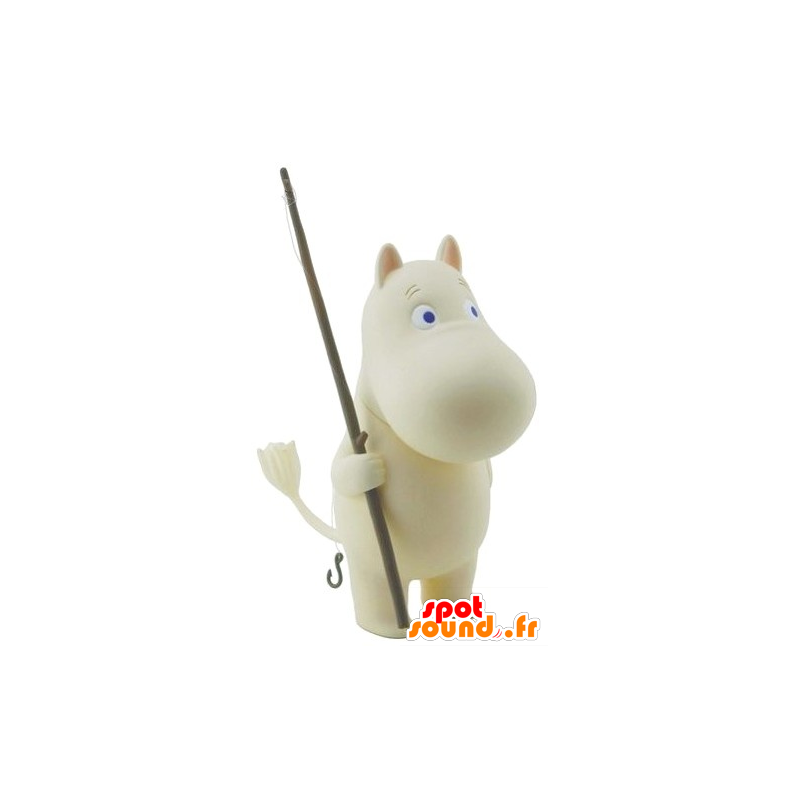 Mascotte d'hippopotame blanc aux yeux bleus - MASFR22416 - Mascottes Hippopotame