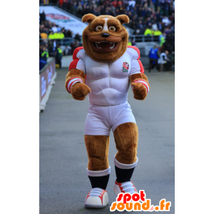Brown Hund Maskottchen von Muskelbulldogge, in der Sportkleidung - MASFR22419 - Hund-Maskottchen