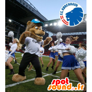 Brown mascotte leone, divertente e peloso - MASFR22424 - Mascotte Leone