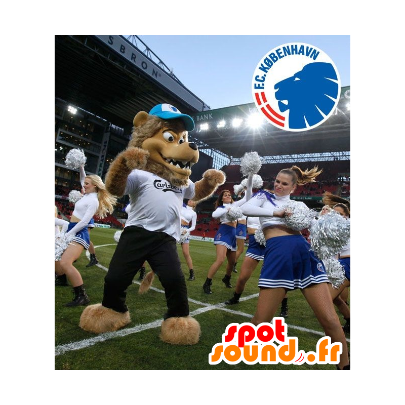 Brun løve maskot, sjov og behåret - Spotsound maskot kostume Brun løve maskot, sjov og behåret - Spotsound maskot kostume