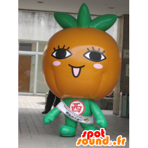 Giant oranje mascotte, oranje en groene pompoen - MASFR22426 - fruit Mascot