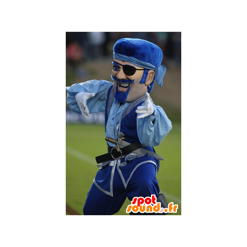 Bigote mascota pirata en traje azul, - MASFR22431 - Mascotas de los piratas