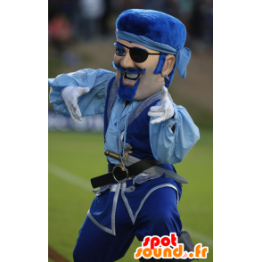 Mascotte de pirate moustachu, en tenue bleue - MASFR22431 - Mascottes de Pirates