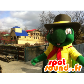 Grøn og gul skildpadde maskot, kæmpe - Spotsound maskot kostume