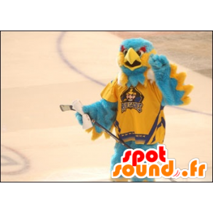 Mascot blue and yellow bird, all hairy - Eagle Mascot - MASFR22440 - Mascot of birds