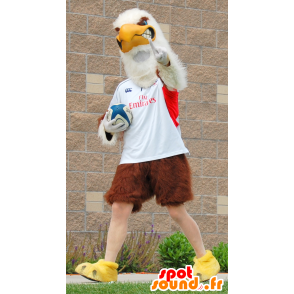 Mascot brun og hvit ørn gigant i sportsklær - MASFR22446 - Mascot fugler