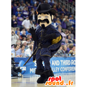 Musketeer mustachioed mascot dressed in black - MASFR22447 - Mascots of soldiers