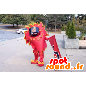 Kiinalainen lohikäärme maskotti, punainen ja keltainen jättiläinen - MASFR22450 - Dragon Mascot