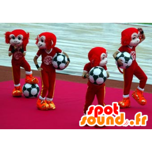 Mascota del mono rojo y blanco en ropa deportiva - MASFR22457 - Mono de mascotas
