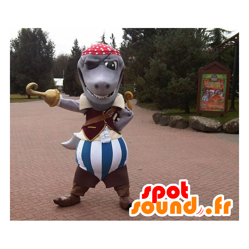 Gray hai maskot kledd i pirat kostyme - MASFR22460 - Maskoter Pirates