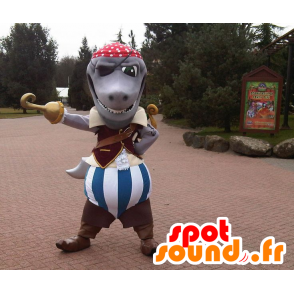 Gray hai maskot kledd i pirat kostyme - MASFR22460 - Maskoter Pirates