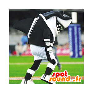 Mascot tiburón blanco y negro en ropa deportiva - MASFR22462 - Tiburón de mascotas