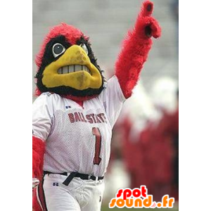Mascot rød ørn, svart og gult, i sportsklær - MASFR22468 - Mascot fugler