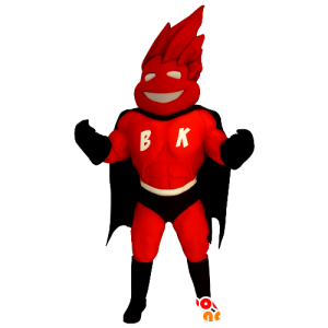 Mascotte de super-héros en costume rouge et noir - MASFR22469 - Mascotte de super-héros