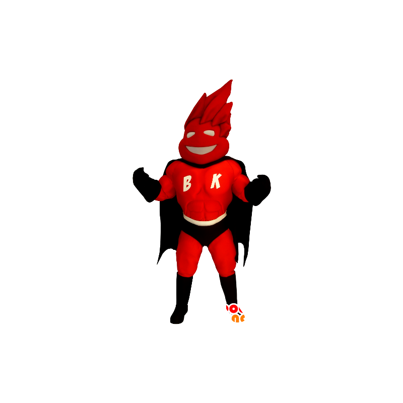 Superhelt maskot i rødt og svart dress - MASFR22469 - superhelt maskot