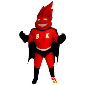 Supereroe mascotte in abito rosso e nero - MASFR22469 - Mascotte del supereroe