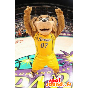 Cane mascotte Brown, abbigliamento sportivo giallo - MASFR22479 - Mascotte cane