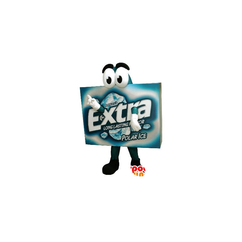 Tablet gum chewing mascote, azul e branco - Mascotes de objeto - MASFR22481 - SpotSound.fr