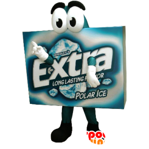 Tablet gum chewing mascote, azul e branco - Mascotes de objeto - MASFR22481 - SpotSound.fr