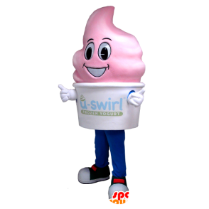 Mascot sorvete rosa, gelado de morango - MASFR22482 - Rápido Mascotes Food