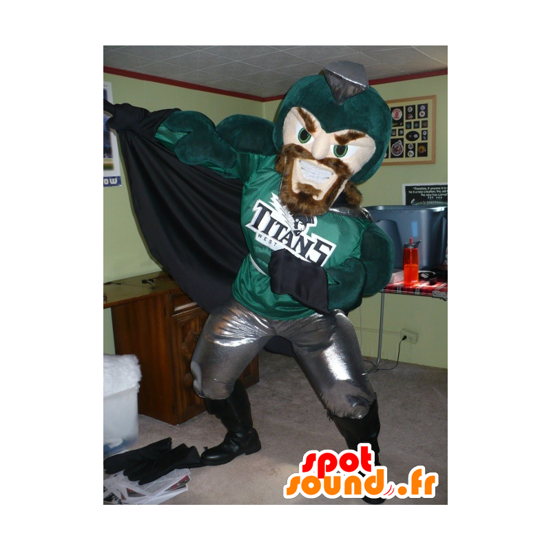 Knight Mascot, superhero, green and gray - MASFR22484 - Mascots of Knights