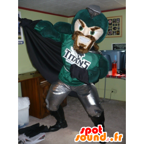 Cavaleiro Mascot, super herói, verde e cinza - MASFR22484 - cavaleiros mascotes