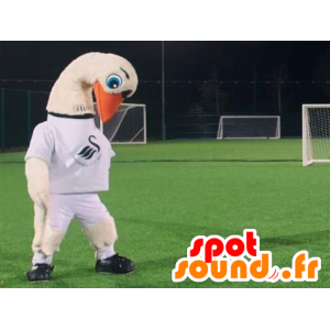 Mascotte de cygne blanc, de cigogne avec un t-shirt blanc - MASFR22485 - Mascottes Cygne