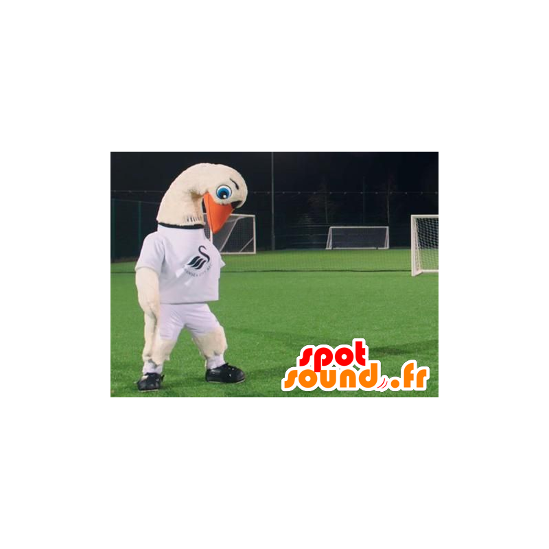 White swan mascot, stork with a white shirt - MASFR22485 - Mascots Swan