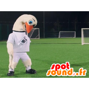 Hvit svane maskot, stork med en hvit skjorte - MASFR22485 - Maskoter Swan