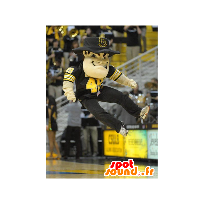 Man mascot bandit with a hat and a black jersey - MASFR22490 - Human mascots